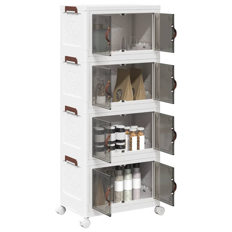 Vidaxl Storage Box Stapelbar mit Rädern 4-Layer 28 L 48x29.5x112.5 cm