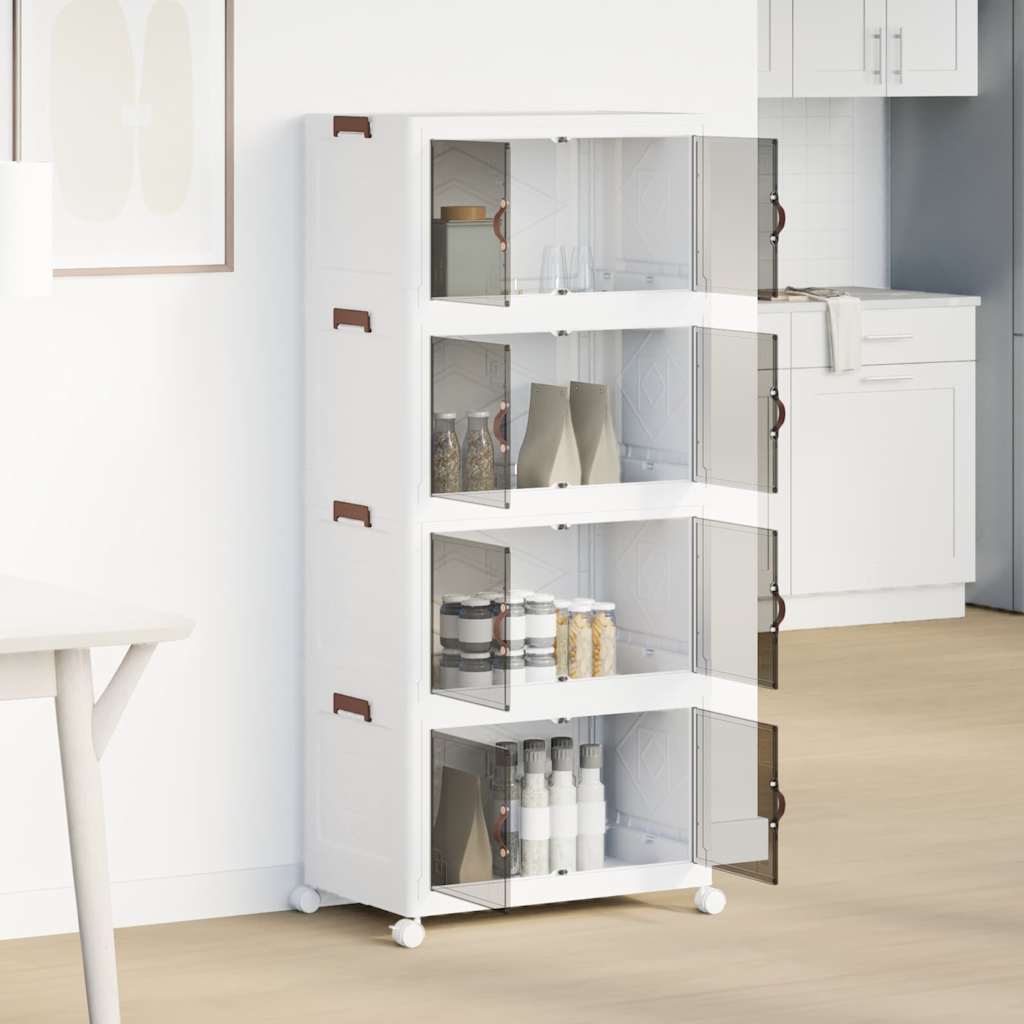 Vidaxl Storage Box Stapelbar mit Rädern 4-layer 75 L 64x40x141,5 cm