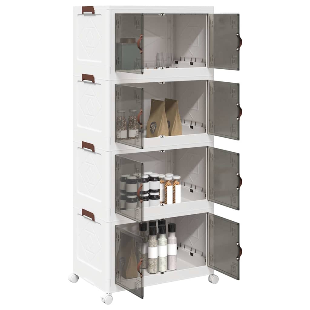 Vidaxl Storage Box Stapelbar mit Rädern 4-layer 75 L 64x40x141,5 cm