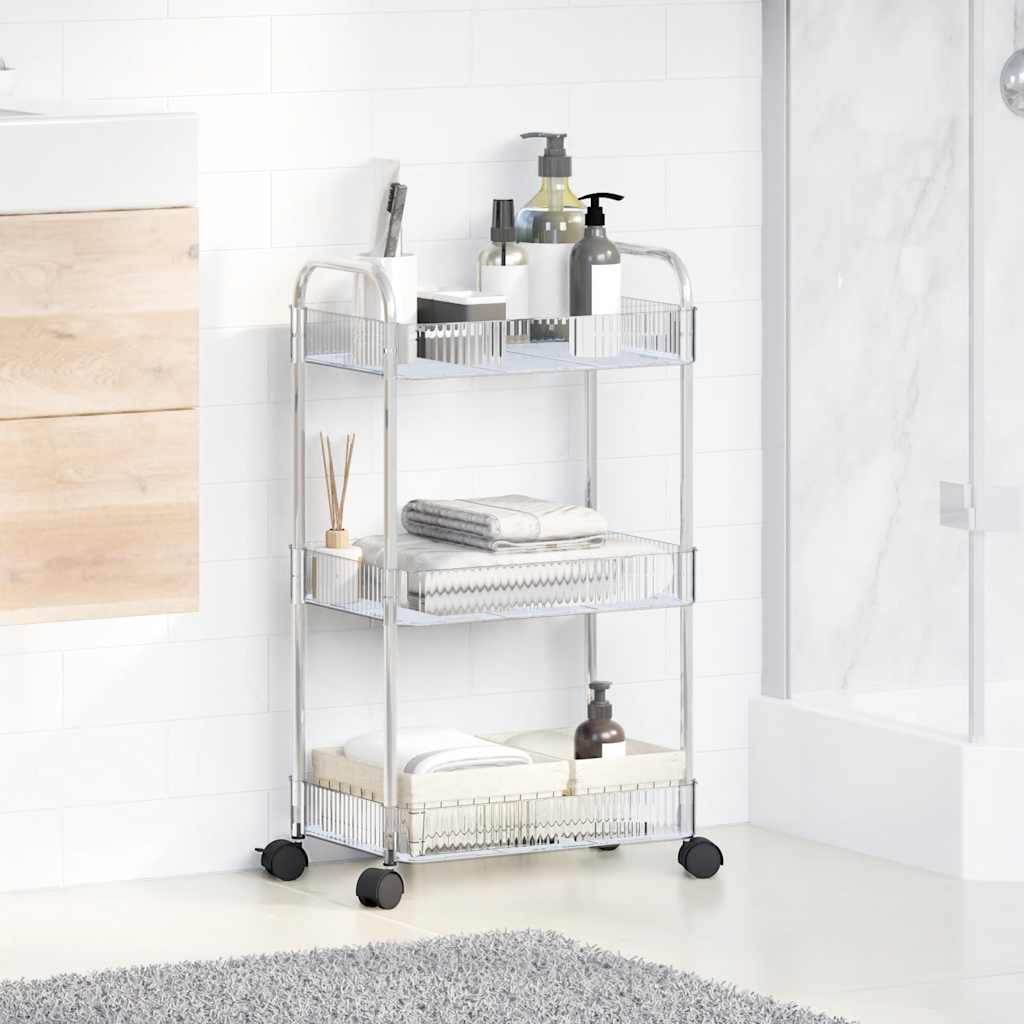 VIDAXL-Speichertrolley 3-Layer 37x28x68 cm Acryltransparent