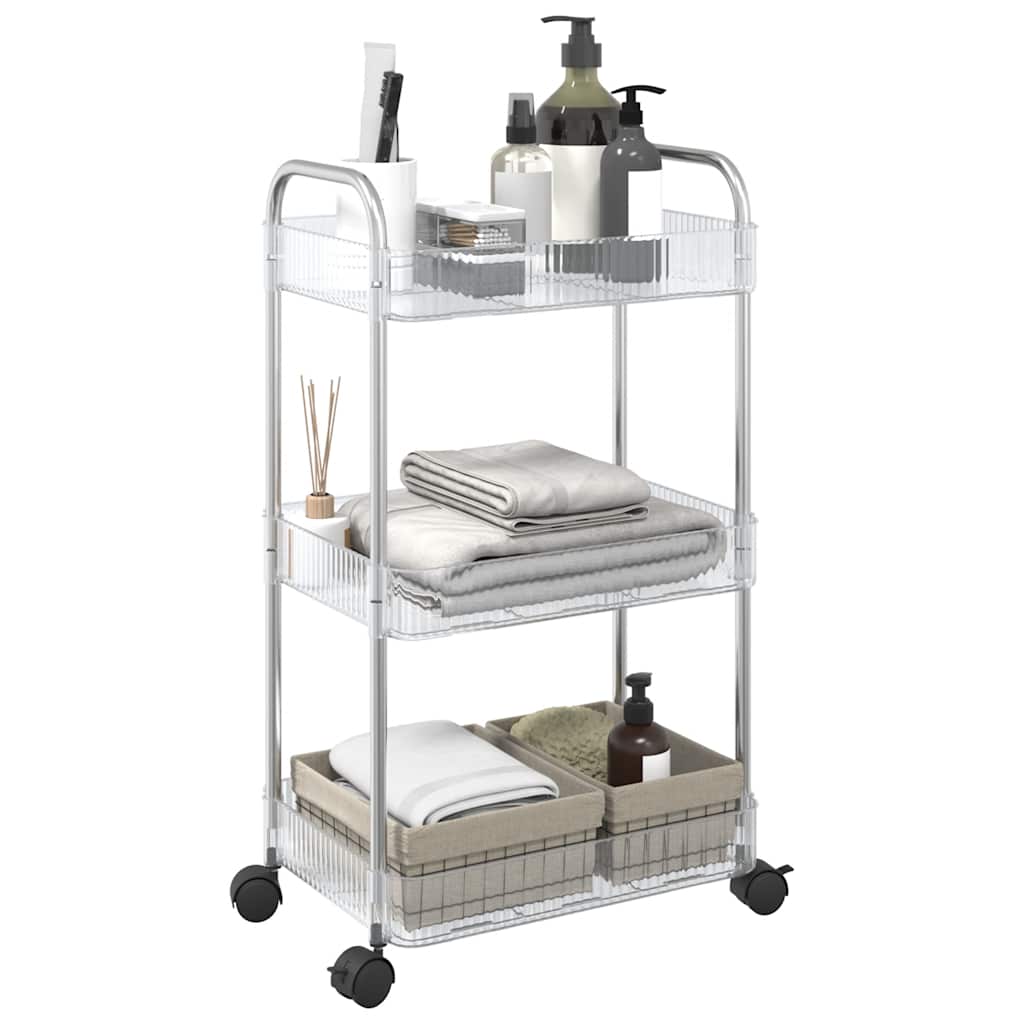 VIDAXL-Speichertrolley 3-Layer 37x28x68 cm Acryltransparent