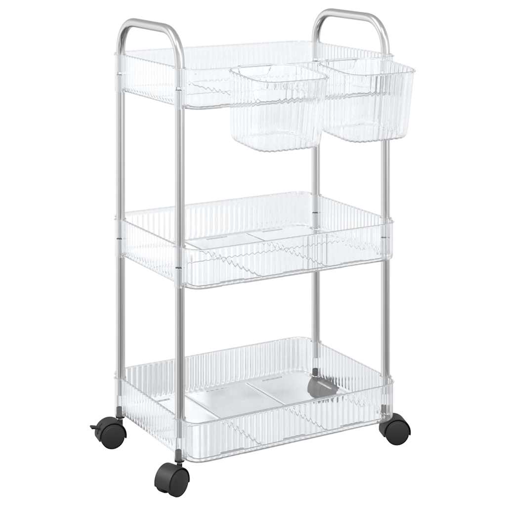 VIDAXL-Speichertrolley 3-Layer 37x28x68 cm Acryltransparent