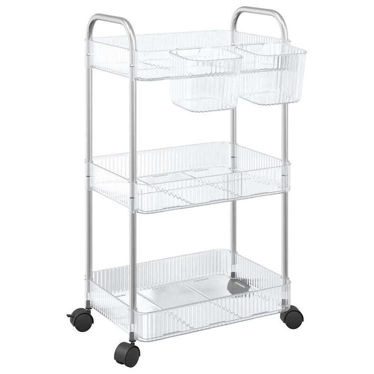 VIDAXL-Speichertrolley 3-Layer 37x28x68 cm Acryltransparent