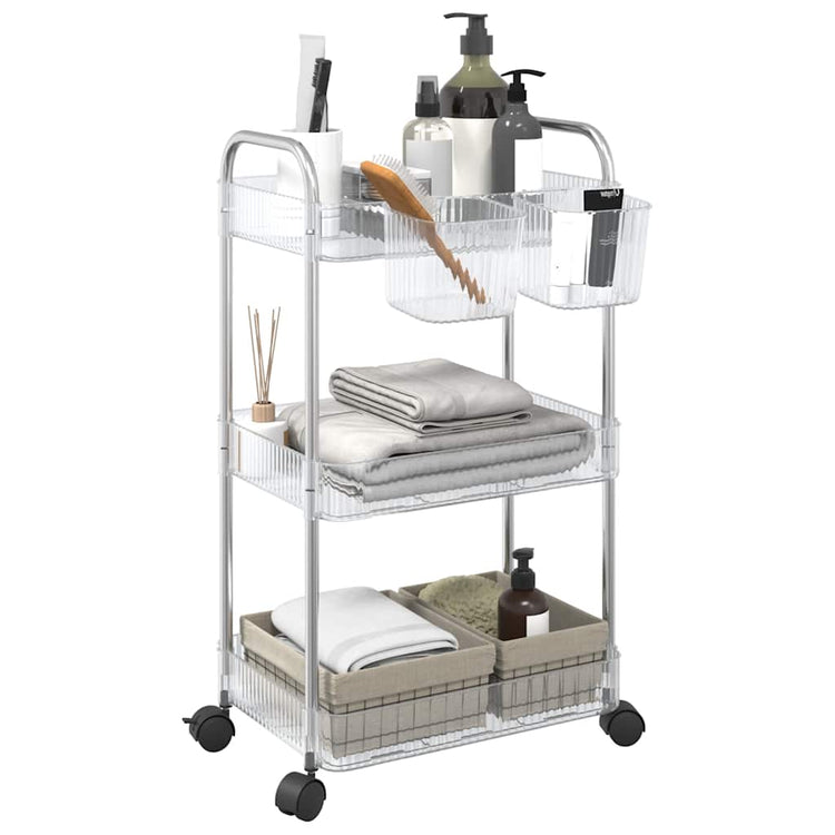 VIDAXL-Speichertrolley 3-Layer 37x28x68 cm Acryltransparent
