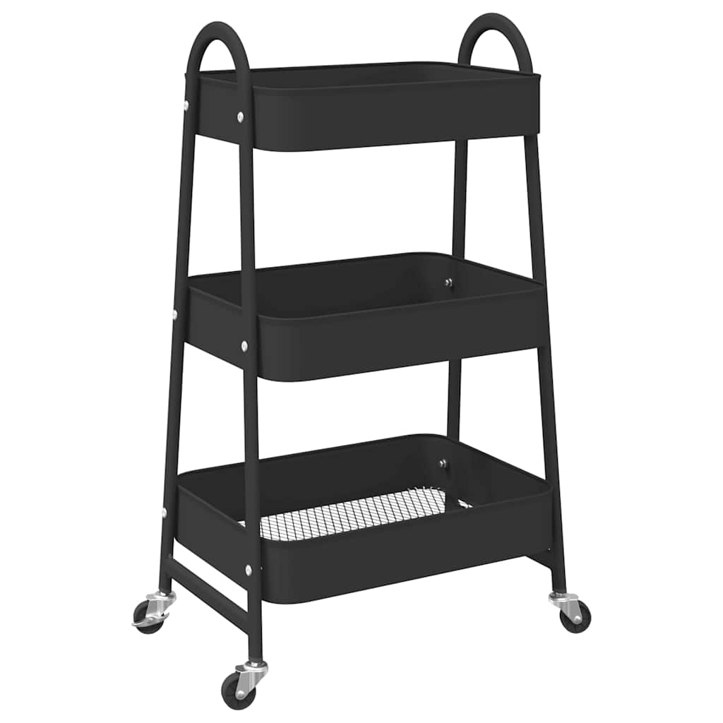 Vidaxl Storage Trolley 3-Layer 42x41.5x77 cm Stahlschwarz