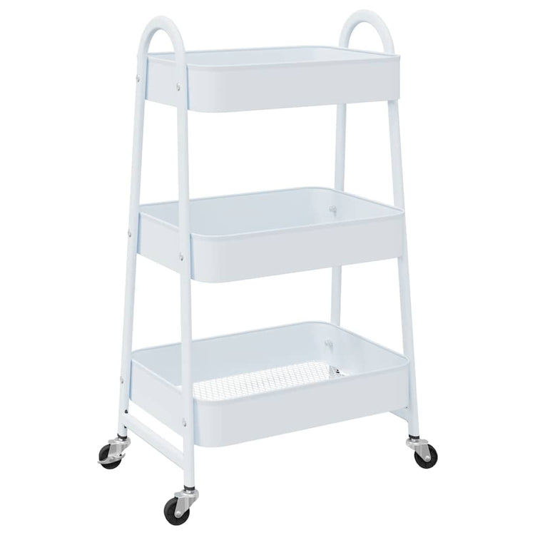 Vidaxl Storage Trolley 3-Layer 42x41.5x77 cm Stahlweiß
