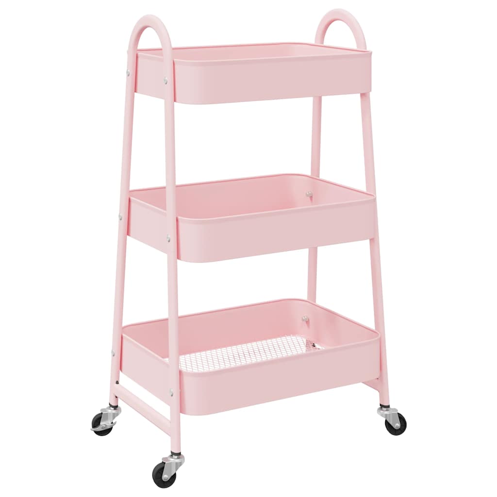 Vidaxl Storage Trolley 3-Layer 42x41.5x77 cm Stahlrosa
