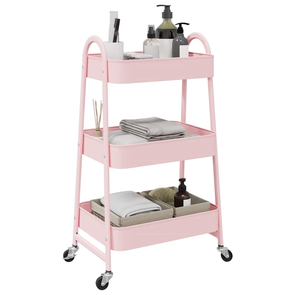 Vidaxl Storage Trolley 3-Layer 42x41.5x77 cm Stahlrosa