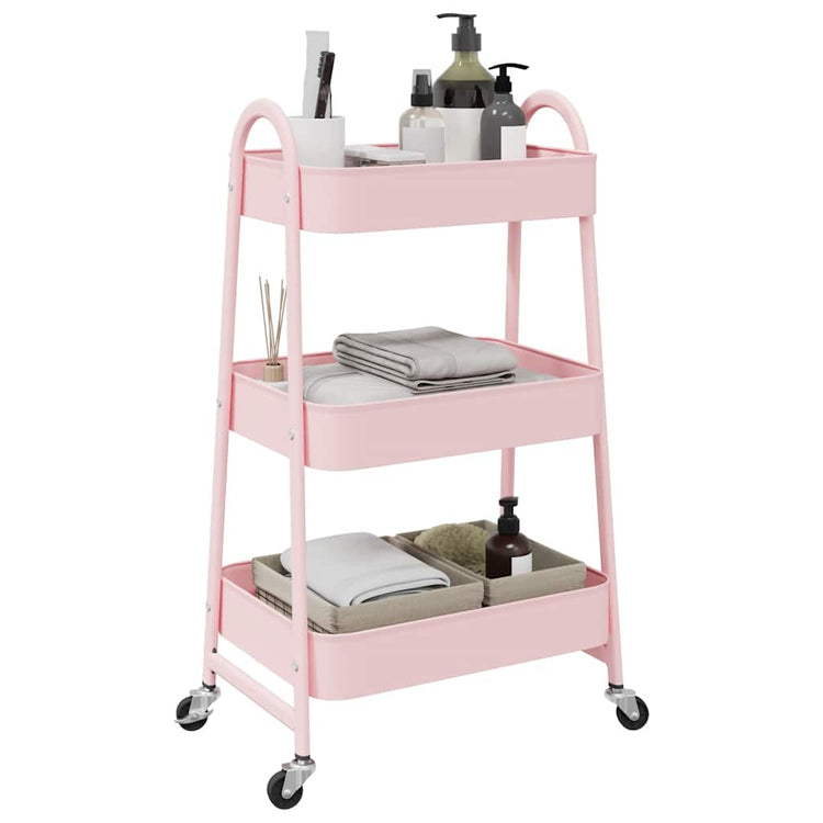 Vidaxl Storage Trolley 3-Layer 42x41.5x77 cm Stahlrosa
