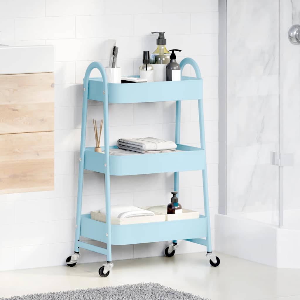 Vidaxl Storage Trolley 3-Layer 42x41.5x77 cm Stahlblau