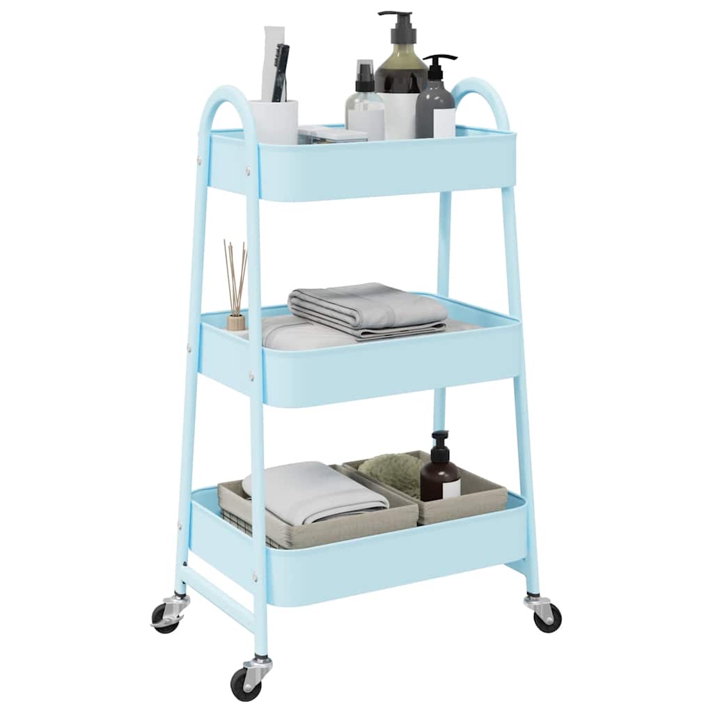 Vidaxl Storage Trolley 3-Layer 42x41.5x77 cm Stahlblau
