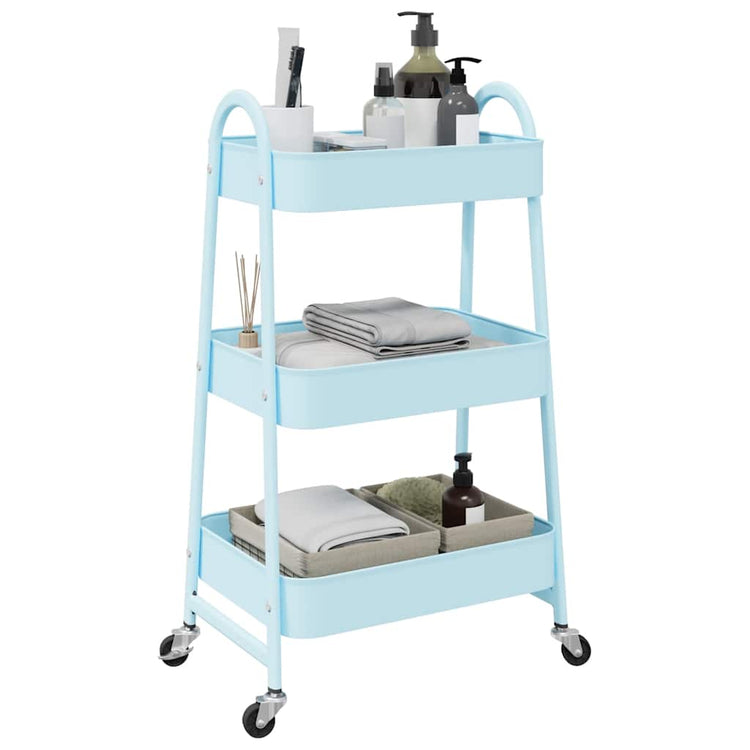 Vidaxl Storage Trolley 3-Layer 42x41.5x77 cm Stahlblau