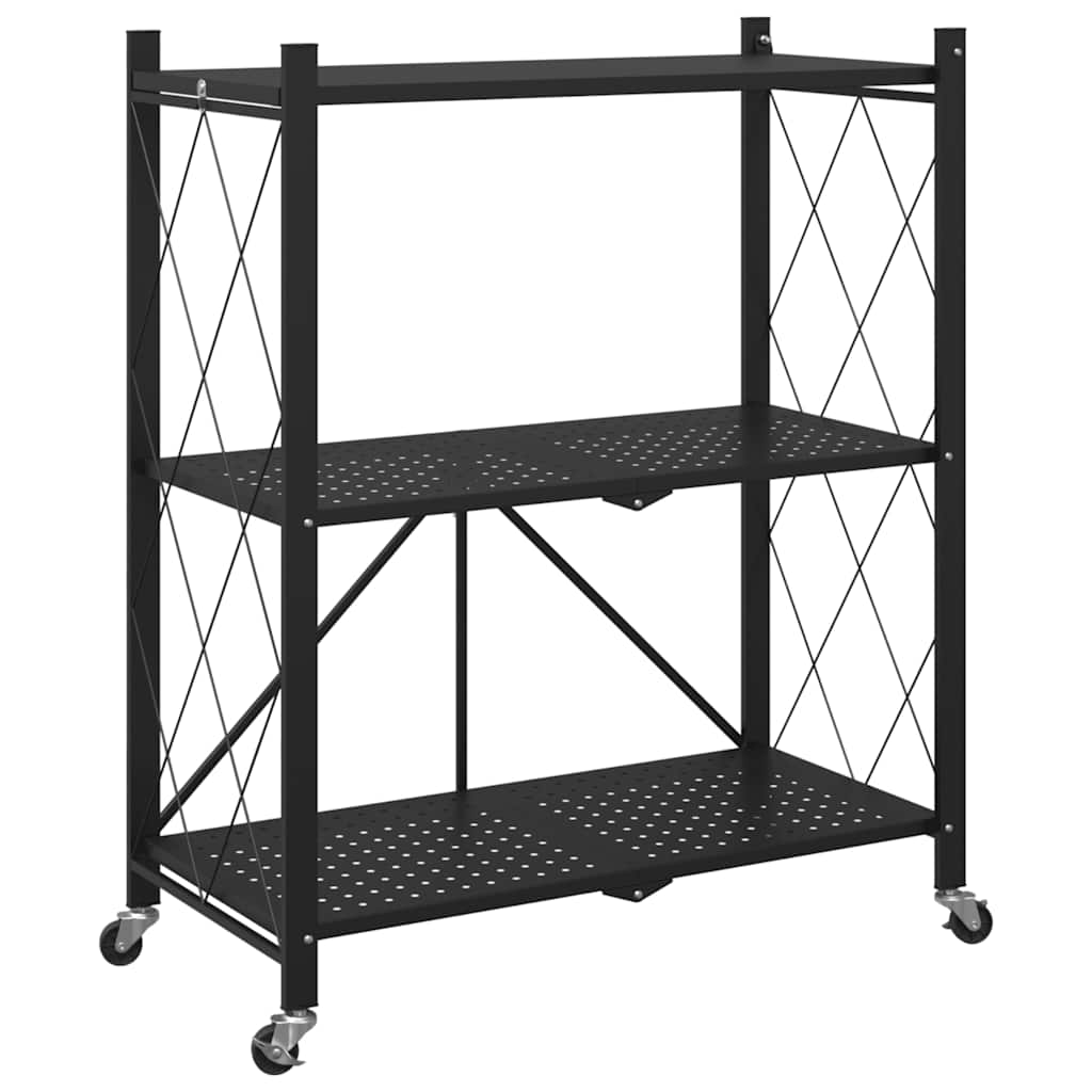 VIDAXL -LAGE -RAKE auf Rädern 71x34x88 cm Stahl schwarz