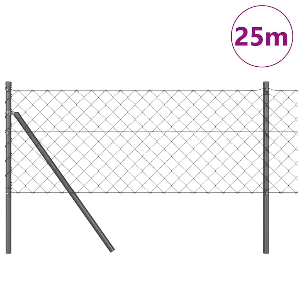 Vidaxl Zaunpfahl grau 25 x 0,4 m (60 x 60 mm Maschenweite)