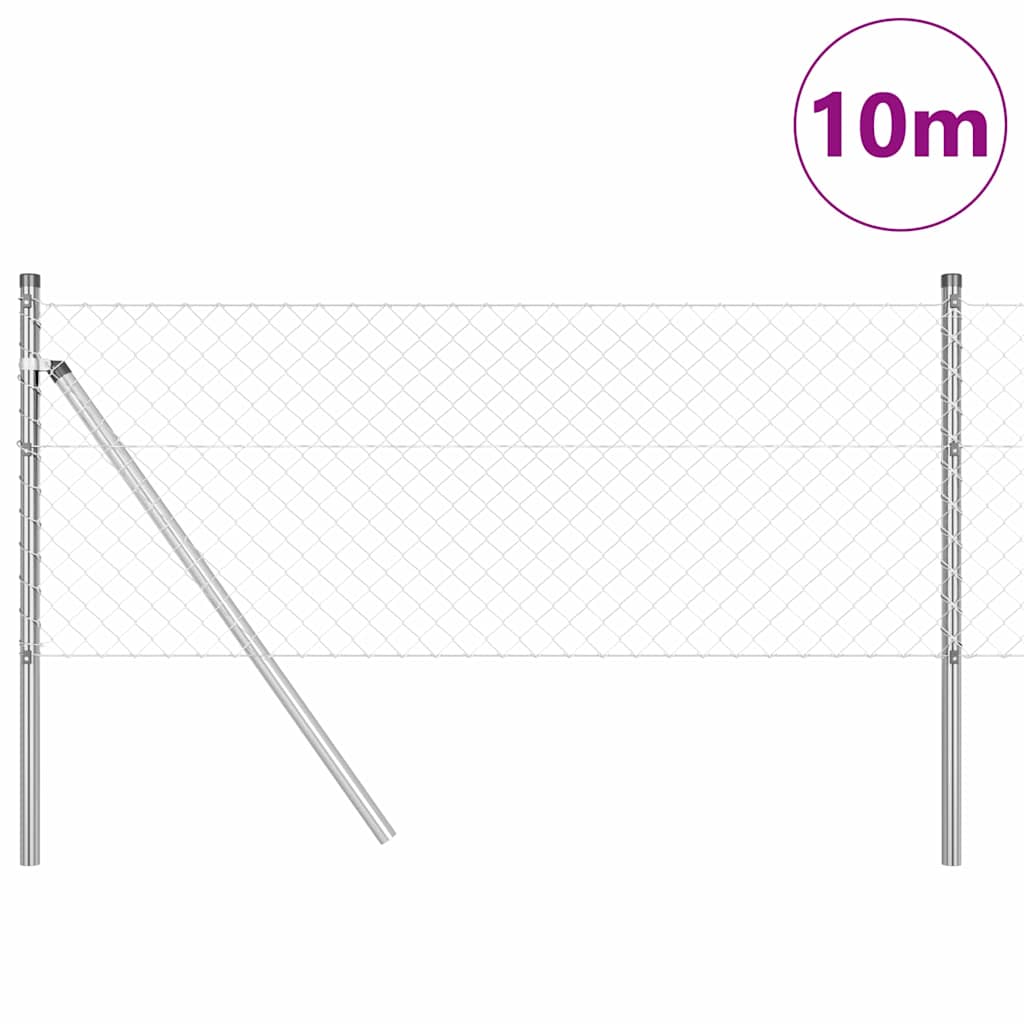 Vidaxl Zaunpfahl Silber 10 x 0,8 m (40 x 40 mm Maschenweite) Stahl