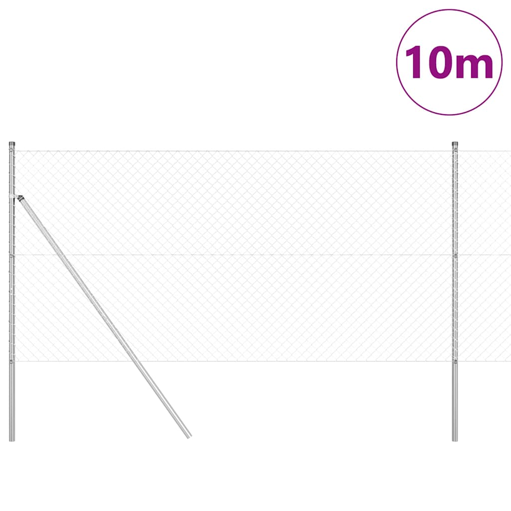 Vidaxl Zaunpfahl Silber 10 x 1,2 m (40 x 40 mm Maschenweite) Stahl