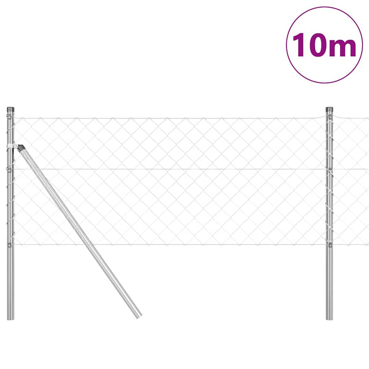 Vidaxl Zaunpfahl Silber 10 x 0,8 m (60 x 60 mm Maschenweite) Stahl