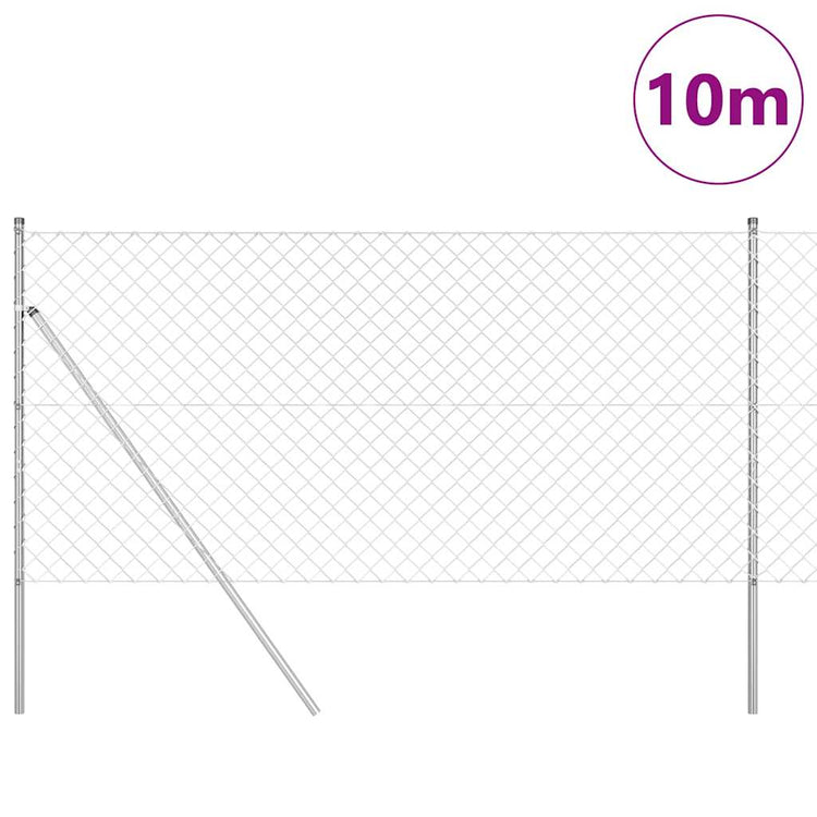 Vidaxl Zaunpfahl Silber 10 x 1,4 m (60 x 60 mm Maschenweite) Stahl