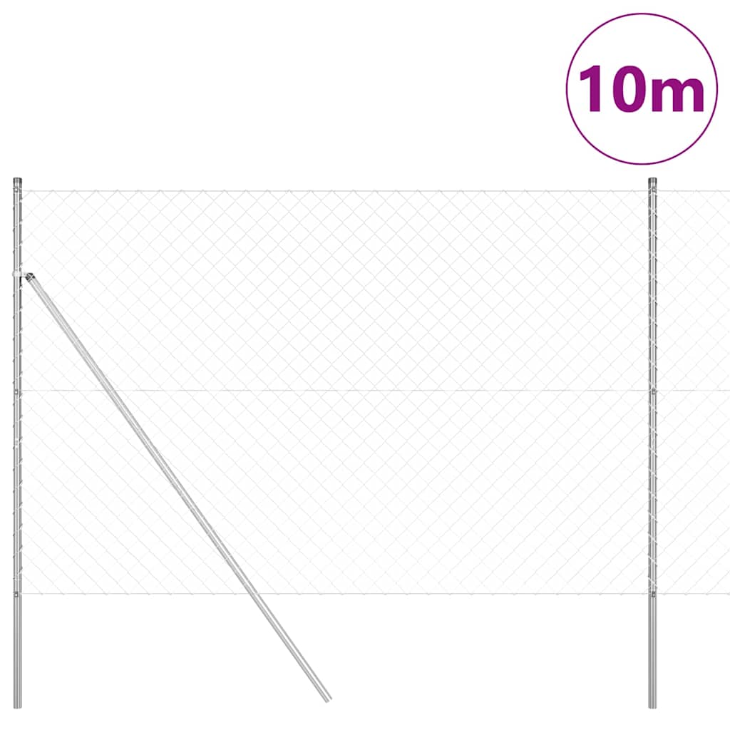 Vidaxl Zaunpfahl Silber 10 x 1,6 m (60 x 60 mm Maschenweite) Stahl