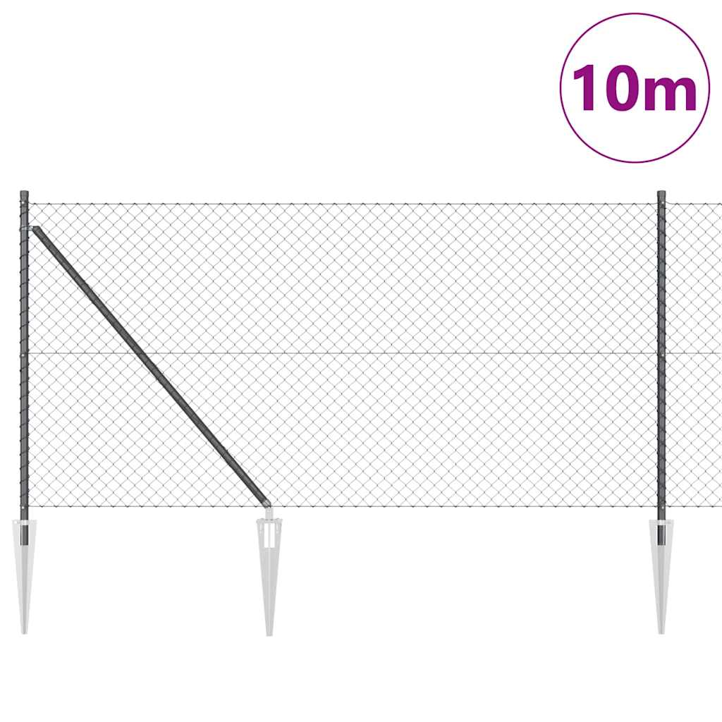 Vidaxl Zaunpfahl grau 10 x 1 m (40 x 40 mm Maschenweite) Stahl und PVC