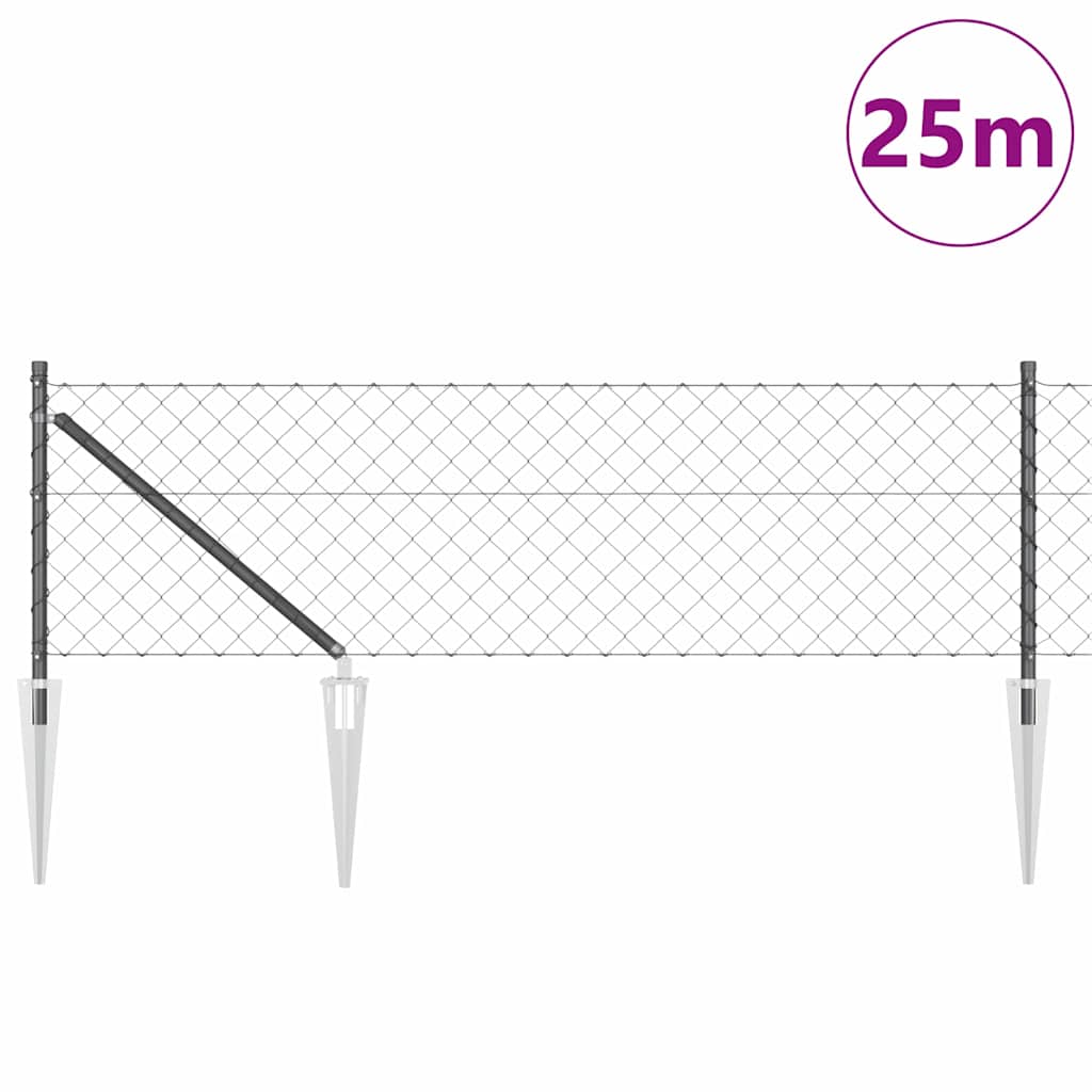 Vidaxl Zaunpfahl grau 25 x 0,4 m (60 x 60 mm Maschenweite)