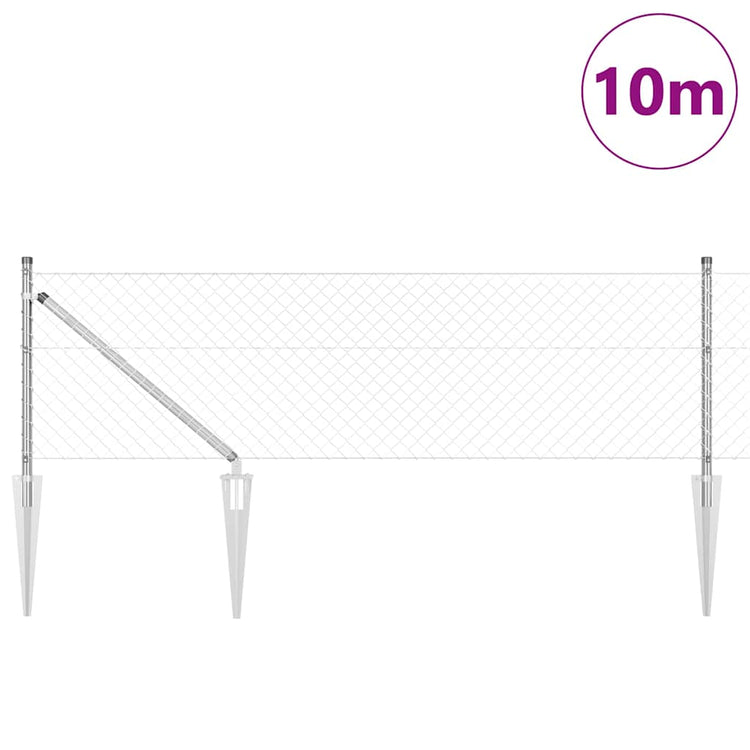 Vidaxl Zaunpfahl Silber 10 x 0,6 m (40 x 40 mm Maschenweite) Stahl