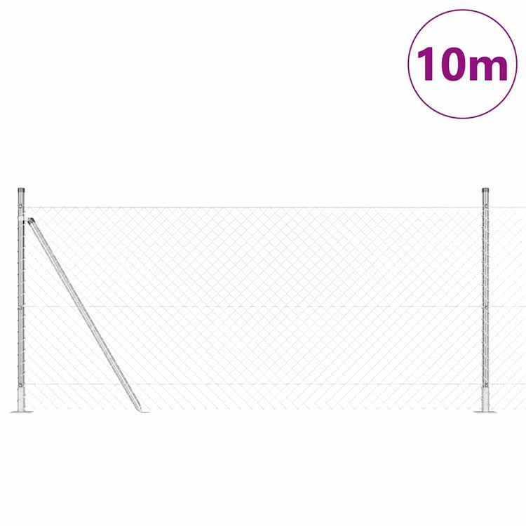 Vidaxl Zaunpfahl Silber 10 x 0,8 m (40 x 40 mm Maschenweite) Stahl