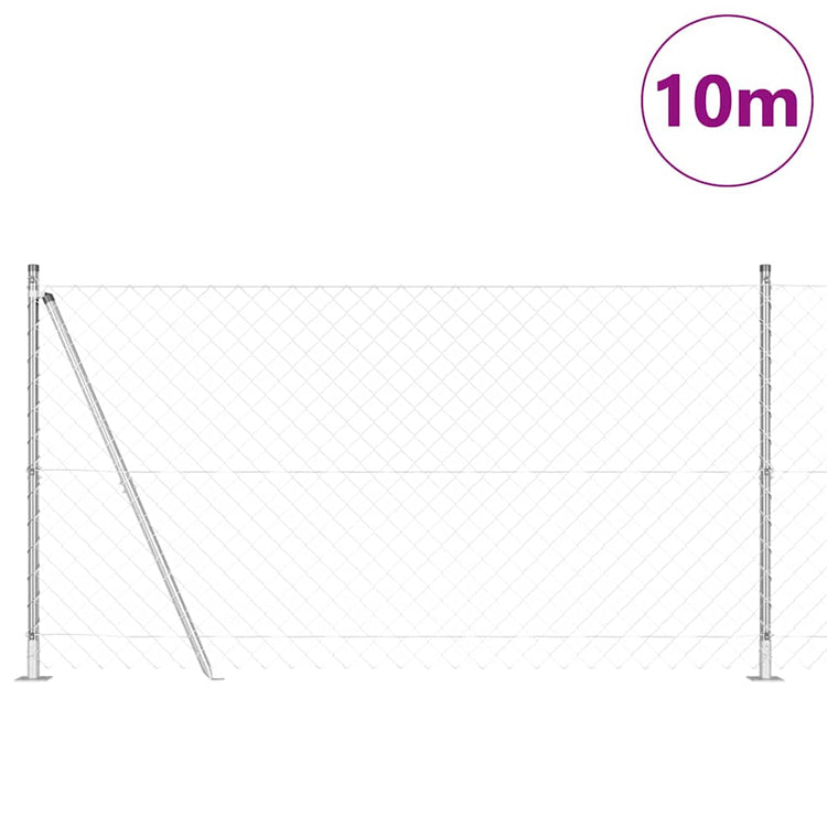 Vidaxl Zaunpfahl Silber 10 x 1,2 m (60 x 60 mm Maschenweite) Stahl