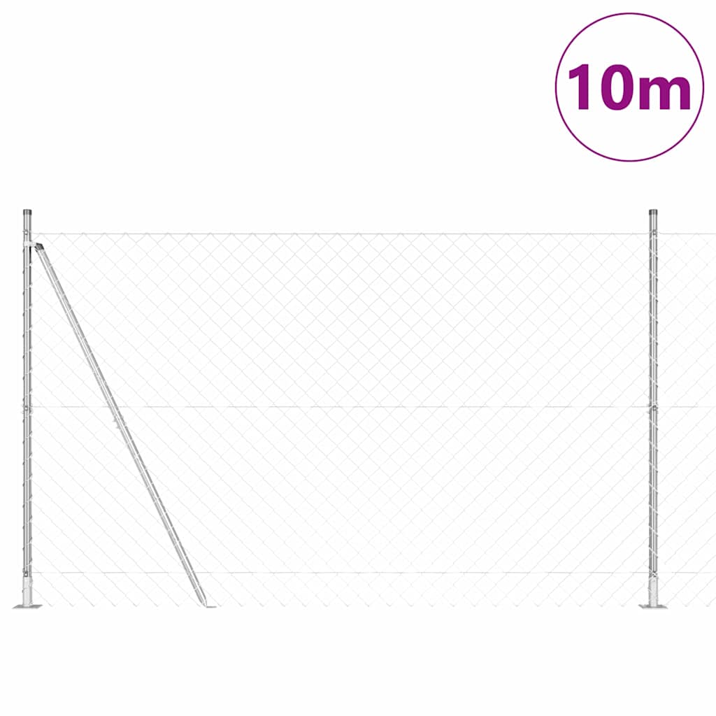 Vidaxl Zaunpfahl Silber 10 x 1,6 m (60 x 60 mm Maschenweite) Stahl