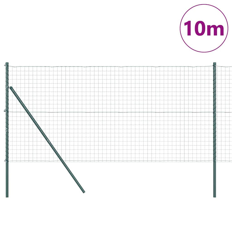 Vidaxxl-Zaun mit Pfosten grün 1,4 x 10 m aus Stahl und PVC