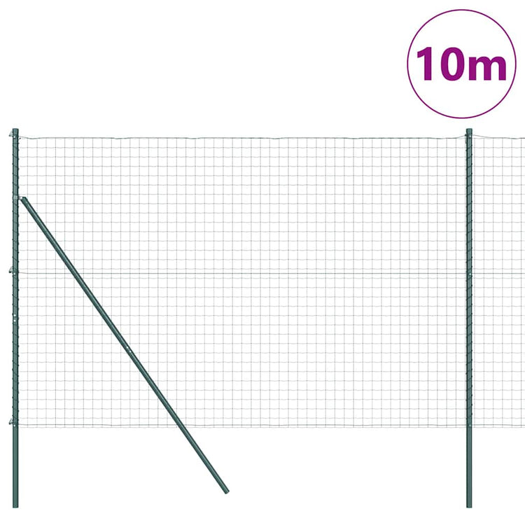 Vidaxl-Zaun mit Pfosten grün 1,6 x 10 m aus Stahl und PVC