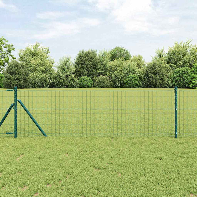 Vidaxl-Zaun mit Pfosten grün 0,8 x 10 m aus Stahl und PVC