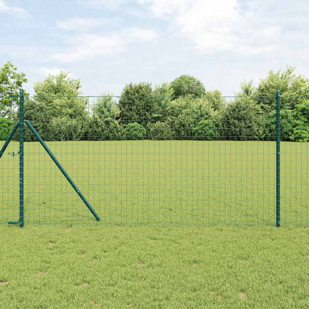 Vidaxxl-Zaun mit Pfosten grün 1,4 x 10 m aus Stahl und PVC
