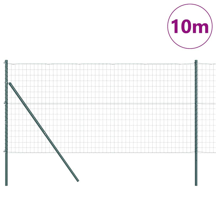 Vidaxxl-Zaun mit Pfosten grün 1,4 x 10 m aus Stahl und PVC