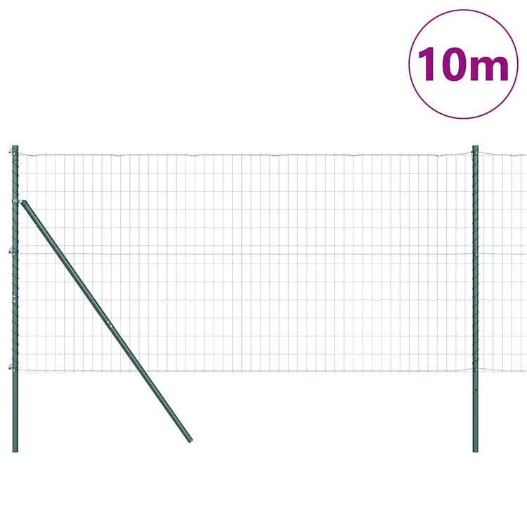 Vidaxxl-Zaun mit Pfosten grün 1,4 x 10 m aus Stahl und PVC