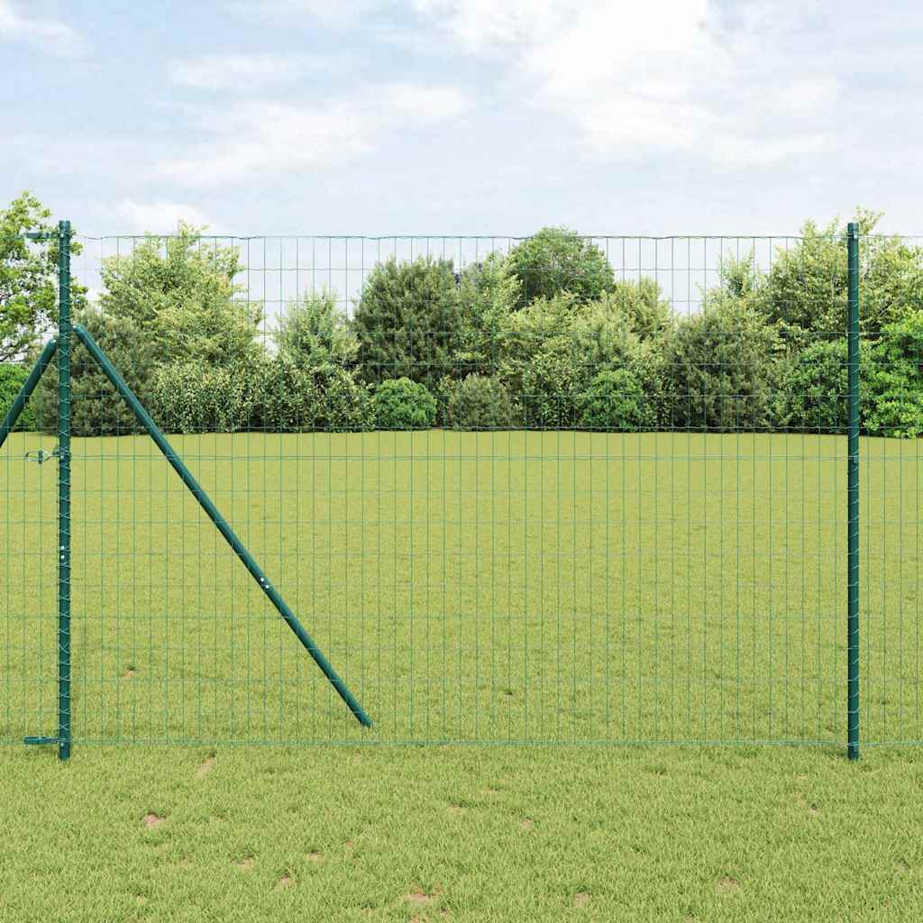 Vidaxl-Zaun mit Pfosten grün 1,6 x 10 m aus Stahl und PVC