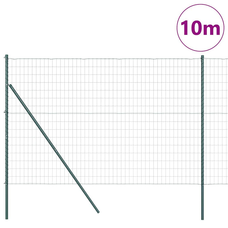 Vidaxl-Zaun mit Pfosten grün 1,6 x 10 m aus Stahl und PVC