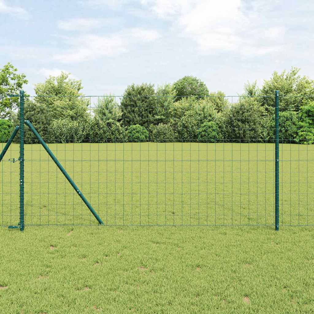 Vidaxxl-Zaun mit Pfosten grün 1,4 x 10 m aus Stahl und PVC