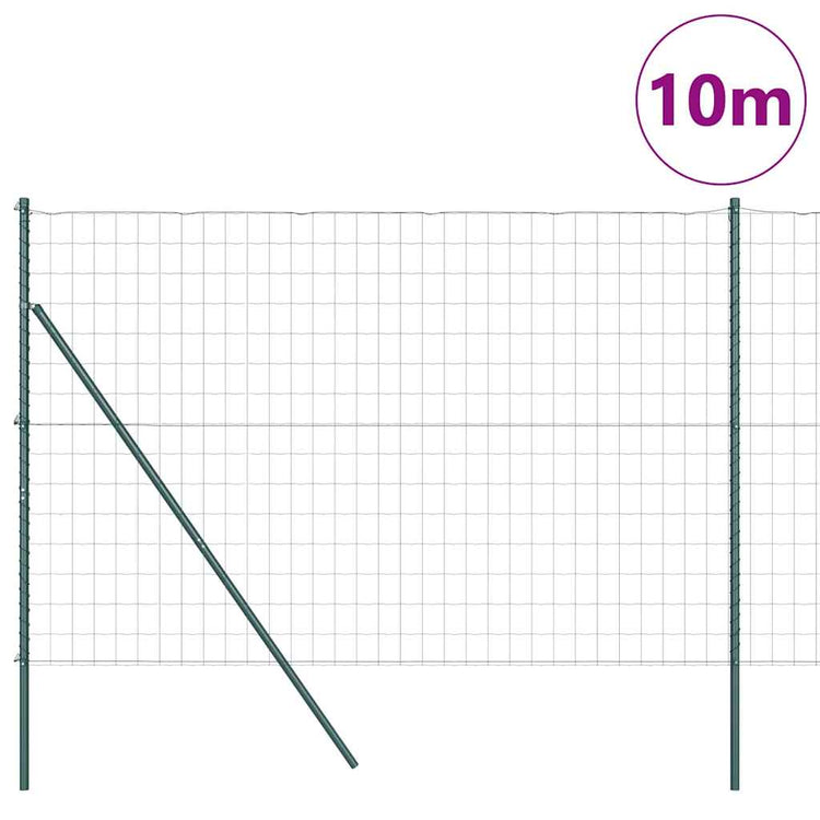 Vidaxl-Zaun mit Pfosten grün 1,6 x 10 m aus Stahl und PVC