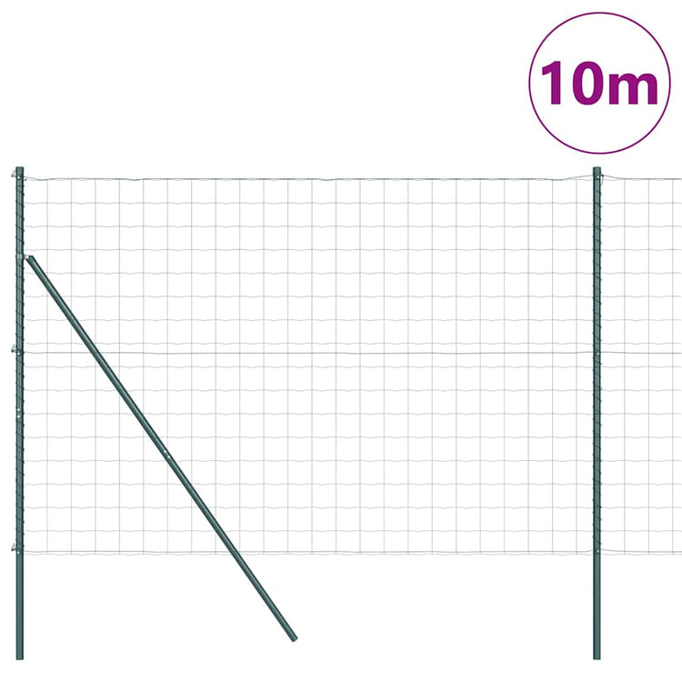 Vidaxl-Zaun mit Pfosten grün 1,6 x 10 m aus Stahl und PVC
