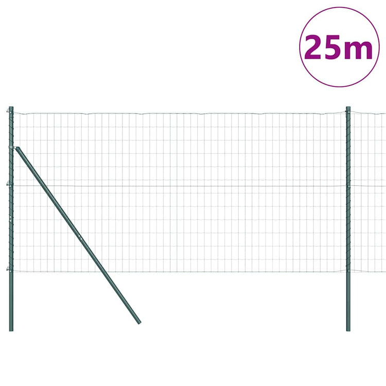 Vidaxxl-Zaun mit Pfosten grün 0,4 x 25 m aus Stahl und PVC