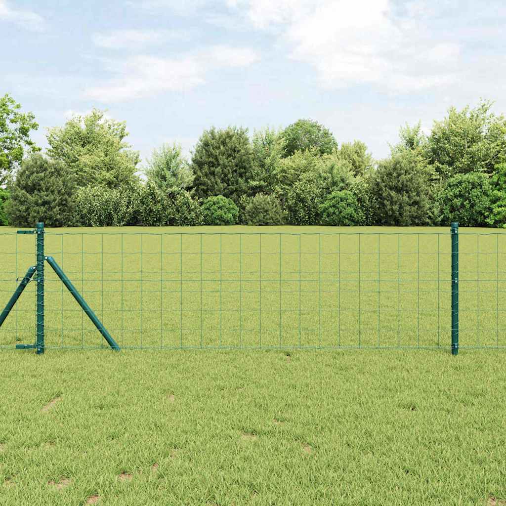 Vidaxxl-Zaun mit Pfosten grün 0,4 x 25 m aus Stahl und PVC
