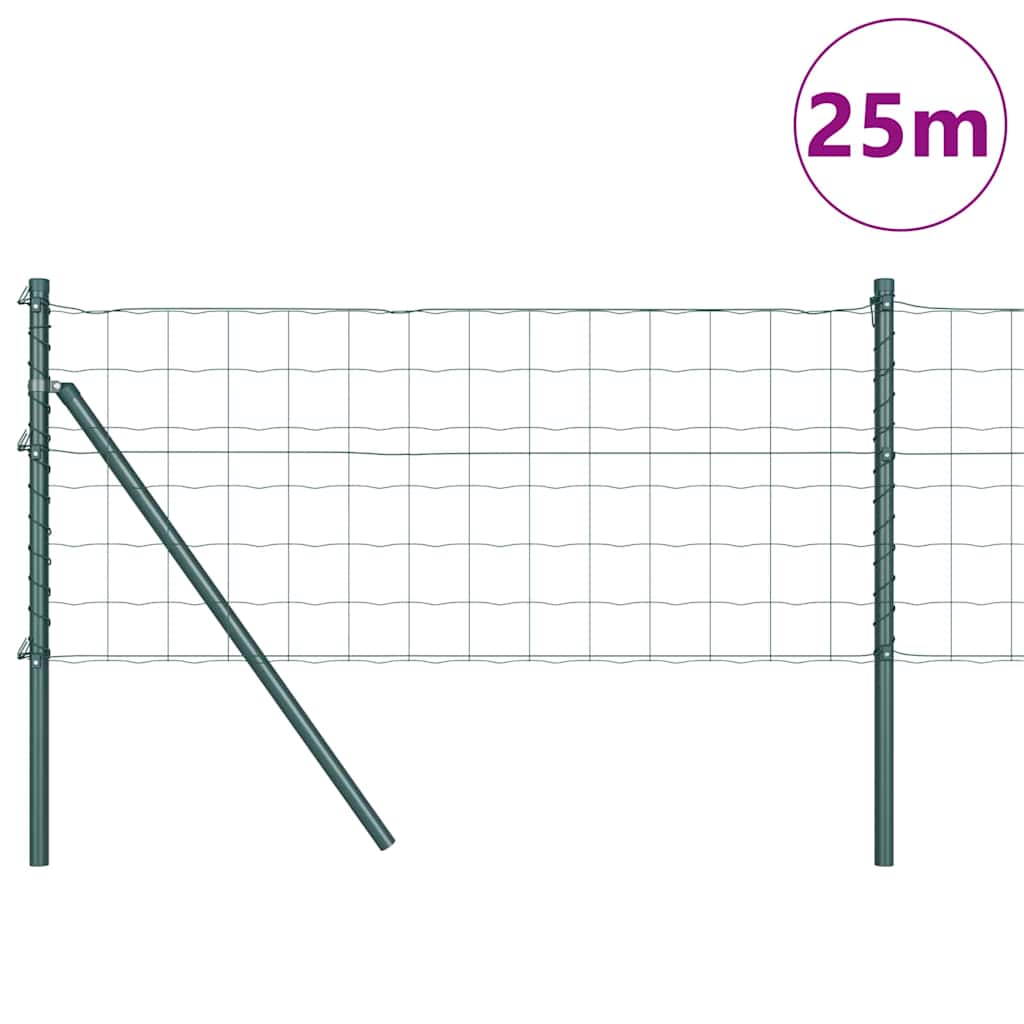 Vidaxxl Zaun mit Pfosten grün 0,8 x 25 m Stahl
