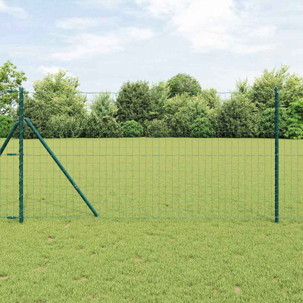 Vidaxxl Zaun mit Pfosten grün 1 x 10 m Stahl