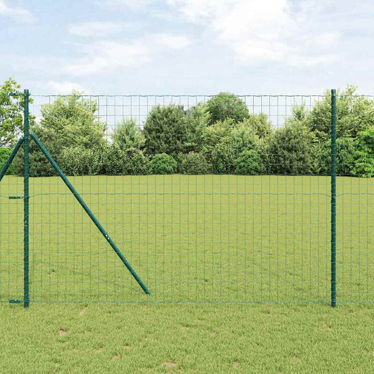 Vidaxxl Zaun mit Pfosten Grün 1,5 x 10 m Stahl