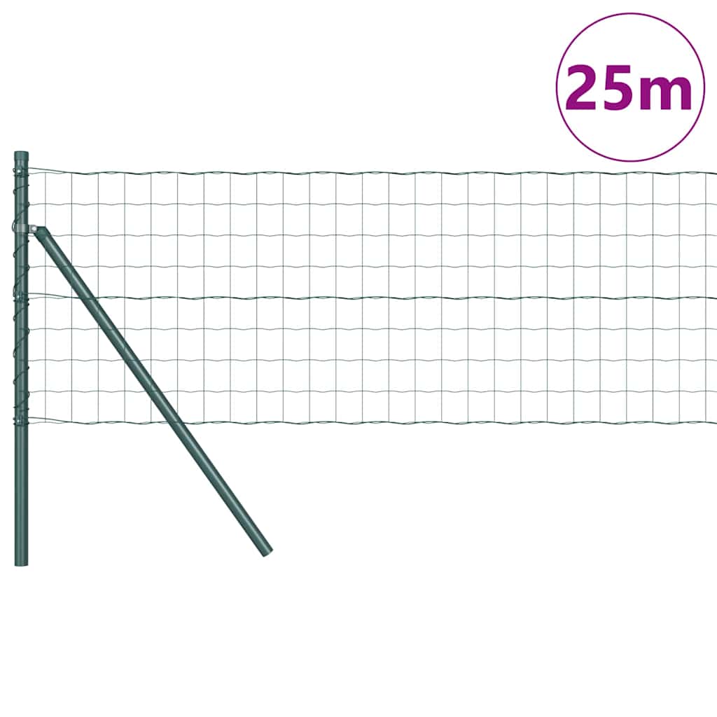 Vidaxxl Zaun mit Pfosten grün 0,8 x 25 m Stahl