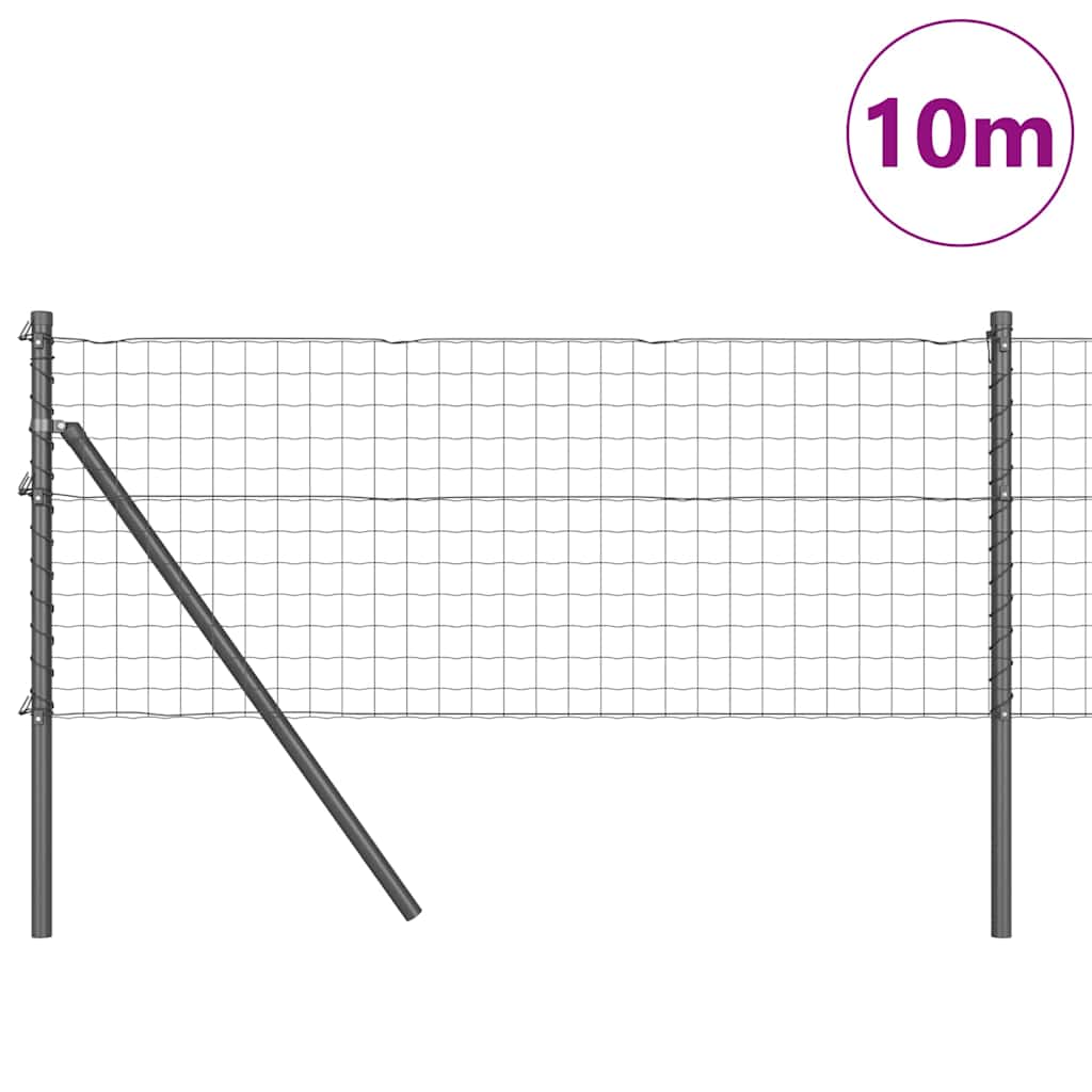 Vidaxl-Zaun mit Pfosten grau 0,4 x 10 m aus Stahl und PVC