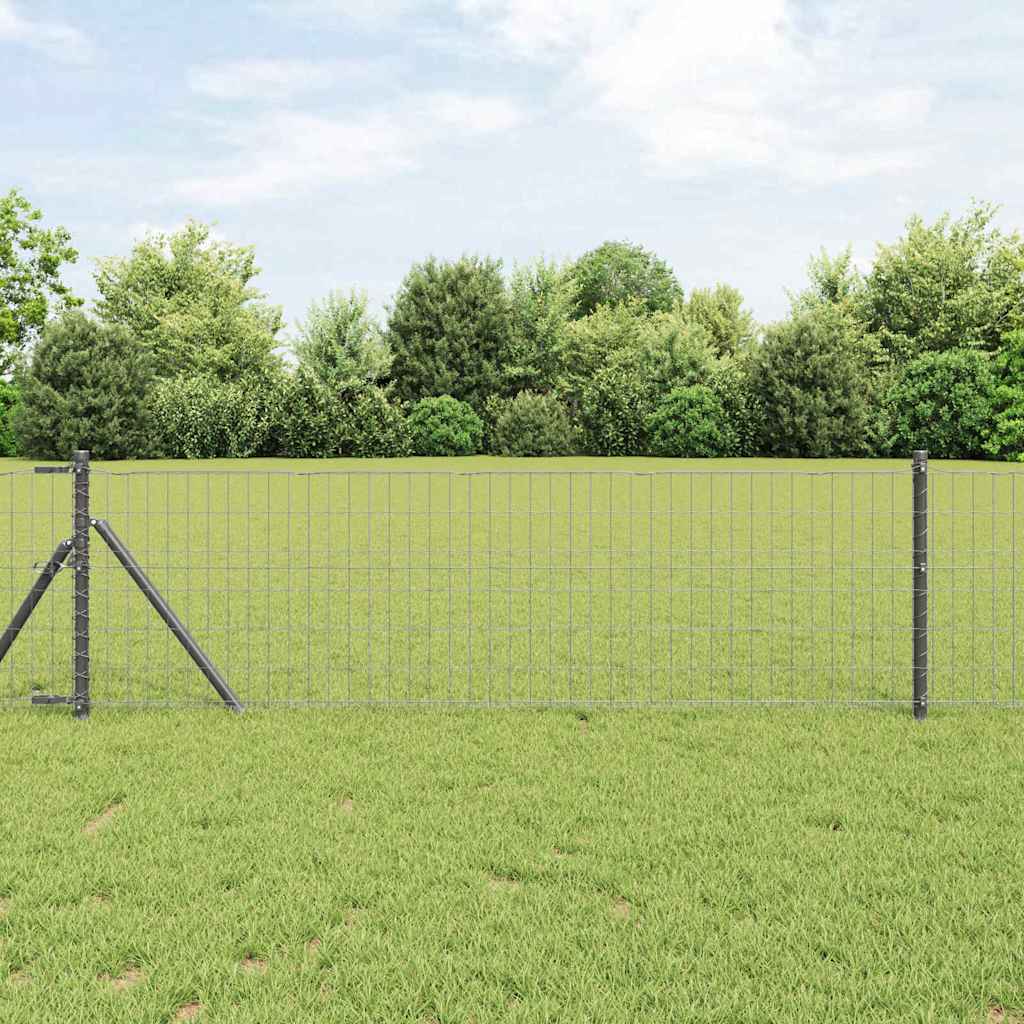 Vidaxl-Zaun mit Pfosten grau 0,6 x 10 m aus Stahl und PVC