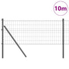 Vidaxl-Zaun mit Pfosten grau 0,8 x 10 m aus Stahl und PVC