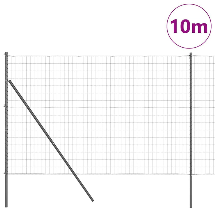 Vidaxl-Zaun mit Pfosten grau 1,5 x 10 m aus Stahl und PVC